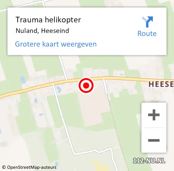 Locatie op kaart van de 112 melding: Trauma helikopter Nuland, Heeseind op 31 januari 2024 10:06
