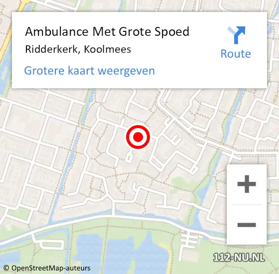 Locatie op kaart van de 112 melding: Ambulance Met Grote Spoed Naar Ridderkerk, Koolmees op 31 januari 2024 10:12