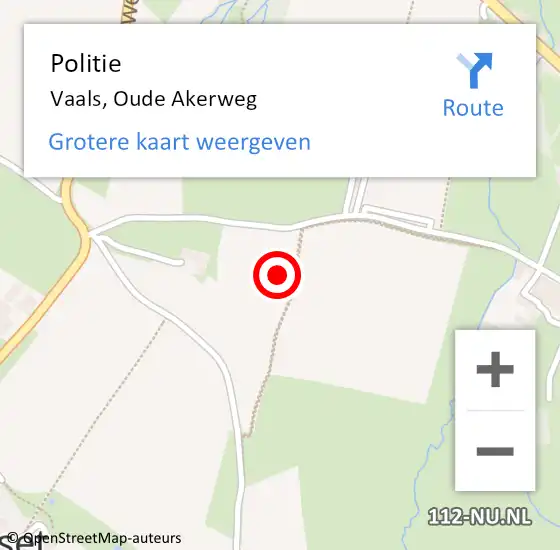 Locatie op kaart van de 112 melding: Politie Vaals, Oude Akerweg op 31 januari 2024 10:21