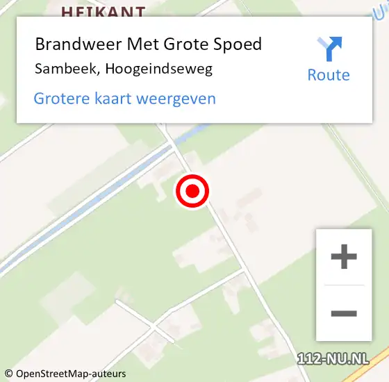 Locatie op kaart van de 112 melding: Brandweer Met Grote Spoed Naar Sambeek, Hoogeindseweg op 31 januari 2024 10:27