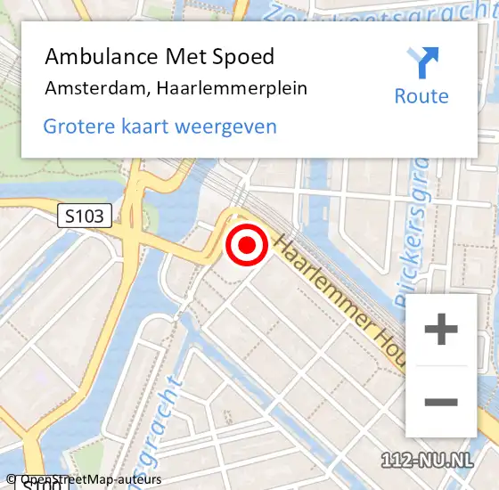 Locatie op kaart van de 112 melding: Ambulance Met Spoed Naar Amsterdam, Haarlemmerplein op 31 januari 2024 10:49