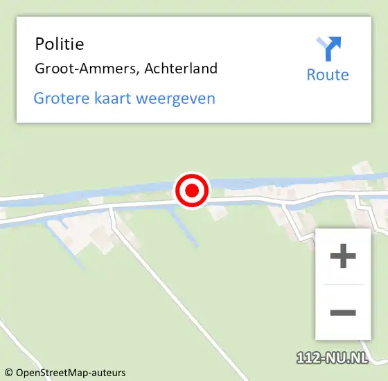 Locatie op kaart van de 112 melding: Politie Groot-Ammers, Achterland op 31 januari 2024 10:49