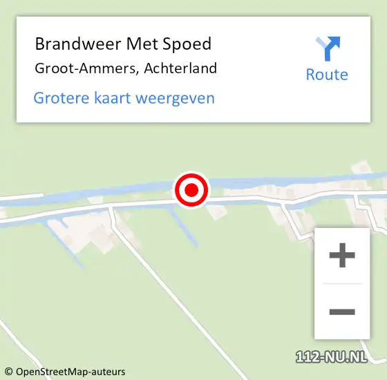 Locatie op kaart van de 112 melding: Brandweer Met Spoed Naar Groot-Ammers, Achterland op 31 januari 2024 10:49