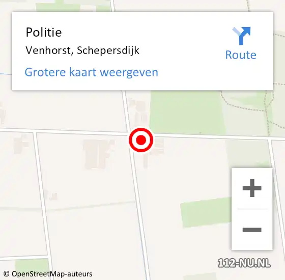 Locatie op kaart van de 112 melding: Politie Venhorst, Schepersdijk op 31 januari 2024 12:24