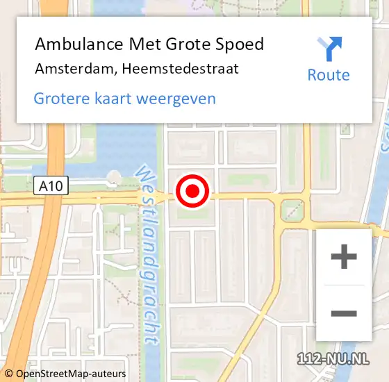 Locatie op kaart van de 112 melding: Ambulance Met Grote Spoed Naar Amsterdam, Heemstedestraat op 31 januari 2024 12:47