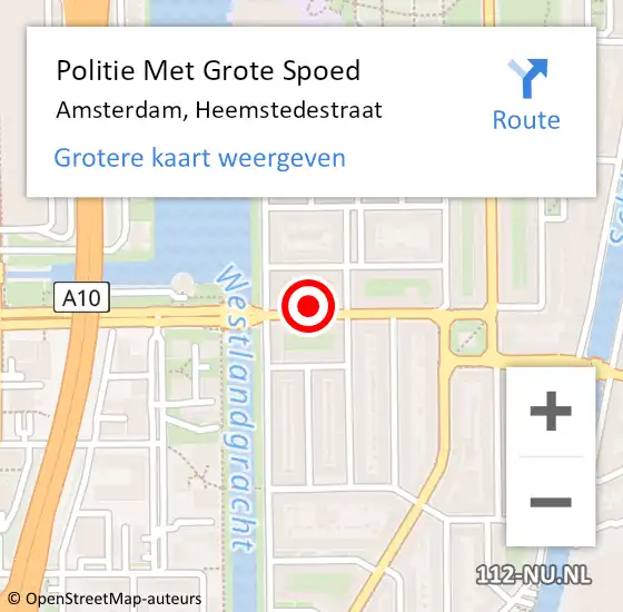 Locatie op kaart van de 112 melding: Politie Met Grote Spoed Naar Amsterdam, Heemstedestraat op 31 januari 2024 12:49