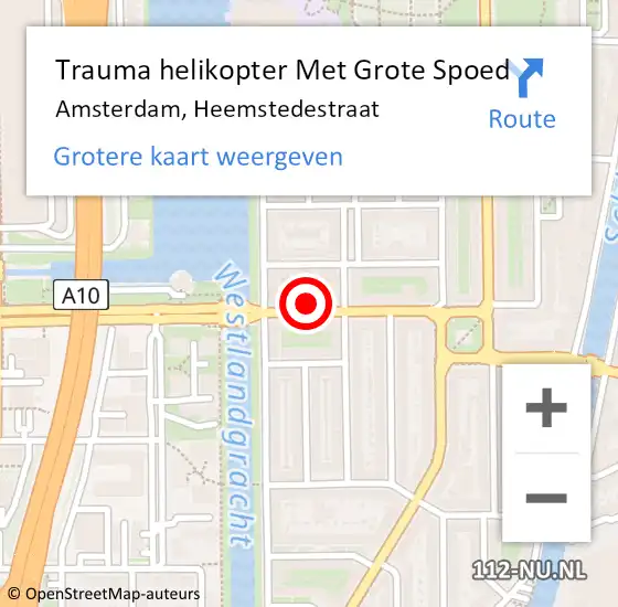 Locatie op kaart van de 112 melding: Trauma helikopter Met Grote Spoed Naar Amsterdam, Heemstedestraat op 31 januari 2024 12:49
