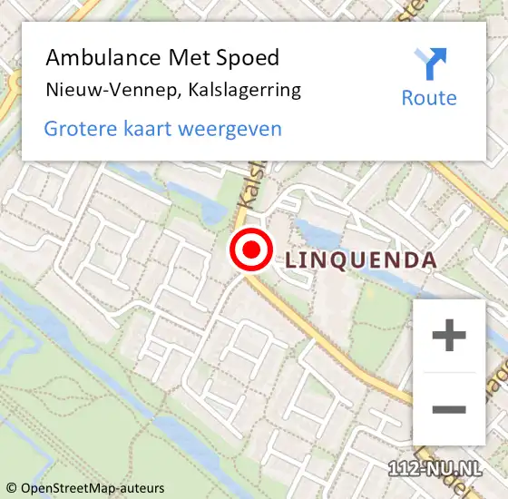 Locatie op kaart van de 112 melding: Ambulance Met Spoed Naar Nieuw-Vennep, Kalslagerring op 31 januari 2024 13:46