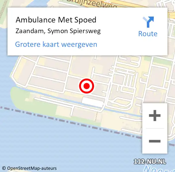 Locatie op kaart van de 112 melding: Ambulance Met Spoed Naar Zaandam, Symon Spiersweg op 31 januari 2024 13:59