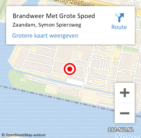 Locatie op kaart van de 112 melding: Brandweer Met Grote Spoed Naar Zaandam, Symon Spiersweg op 31 januari 2024 14:03
