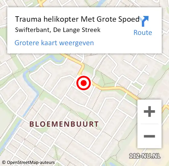 Locatie op kaart van de 112 melding: Trauma helikopter Met Grote Spoed Naar Swifterbant, De Lange Streek op 31 januari 2024 14:12