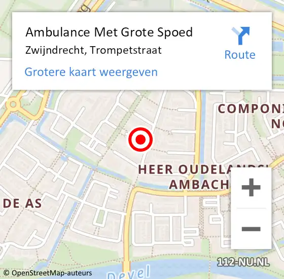 Locatie op kaart van de 112 melding: Ambulance Met Grote Spoed Naar Zwijndrecht, Trompetstraat op 31 januari 2024 16:32