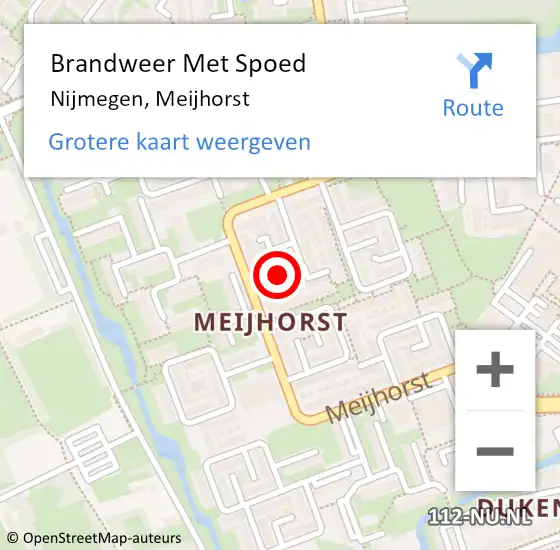 Locatie op kaart van de 112 melding: Brandweer Met Spoed Naar Nijmegen, Meijhorst op 31 januari 2024 16:48