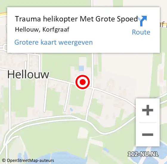 Locatie op kaart van de 112 melding: Trauma helikopter Met Grote Spoed Naar Hellouw, Korfgraaf op 31 januari 2024 16:54
