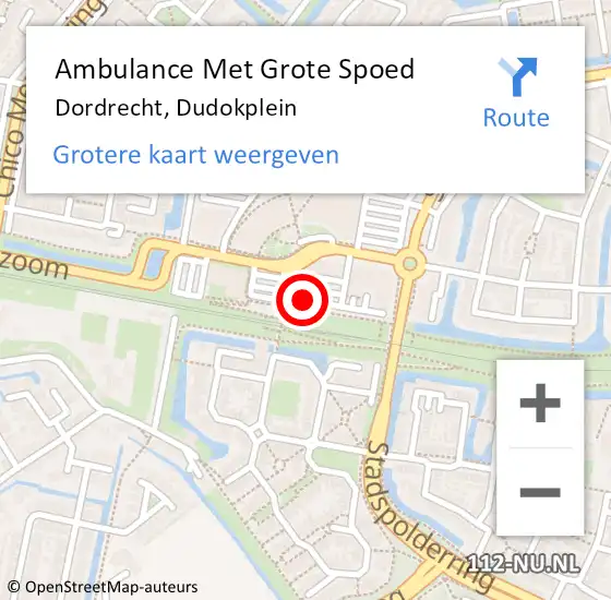 Locatie op kaart van de 112 melding: Ambulance Met Grote Spoed Naar Dordrecht, Dudokplein op 31 januari 2024 18:01