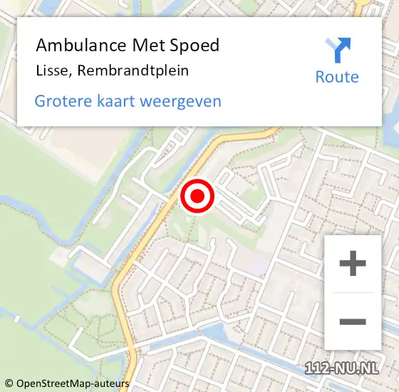 Locatie op kaart van de 112 melding: Ambulance Met Spoed Naar Lisse, Rembrandtplein op 31 januari 2024 18:22