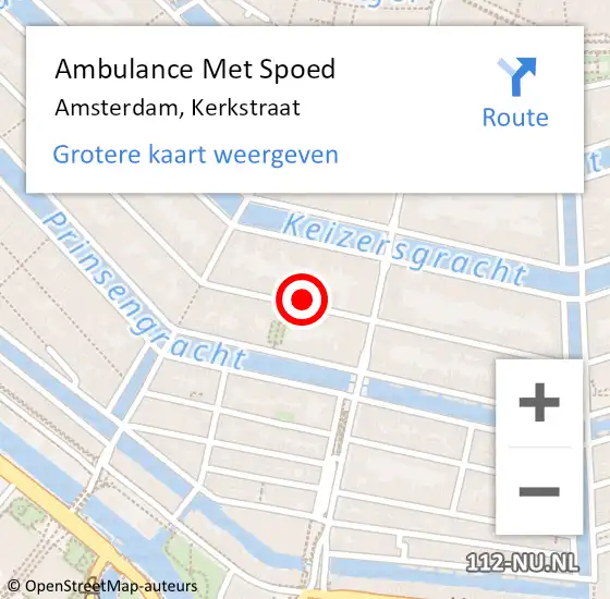 Locatie op kaart van de 112 melding: Ambulance Met Spoed Naar Amsterdam, Kerkstraat op 31 januari 2024 19:05