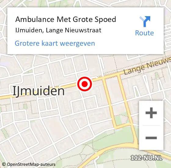Locatie op kaart van de 112 melding: Ambulance Met Grote Spoed Naar IJmuiden, Lange Nieuwstraat op 31 januari 2024 19:11