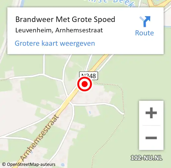 Locatie op kaart van de 112 melding: Brandweer Met Grote Spoed Naar Leuvenheim, Arnhemsestraat op 31 januari 2024 19:12