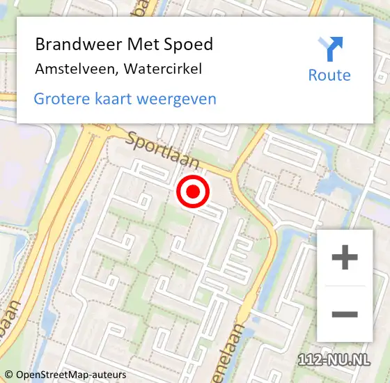 Locatie op kaart van de 112 melding: Brandweer Met Spoed Naar Amstelveen, Watercirkel op 31 januari 2024 19:13