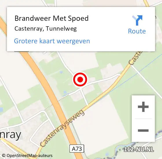 Locatie op kaart van de 112 melding: Brandweer Met Spoed Naar Castenray, Tunnelweg op 31 januari 2024 19:21