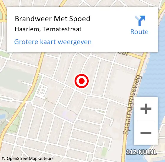 Locatie op kaart van de 112 melding: Brandweer Met Spoed Naar Haarlem, Ternatestraat op 31 januari 2024 19:58
