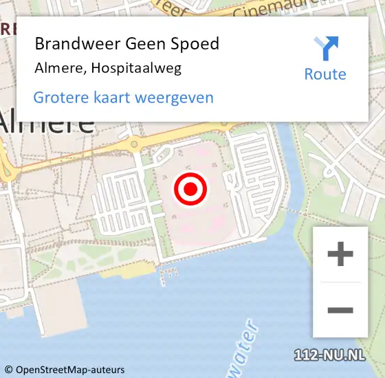 Locatie op kaart van de 112 melding: Brandweer Geen Spoed Naar Almere, Hospitaalweg op 31 januari 2024 20:01