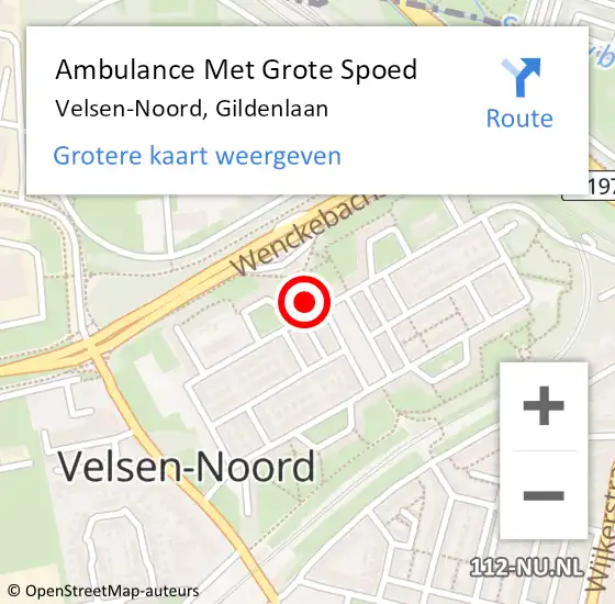 Locatie op kaart van de 112 melding: Ambulance Met Grote Spoed Naar Velsen-Noord, Gildenlaan op 31 januari 2024 21:03