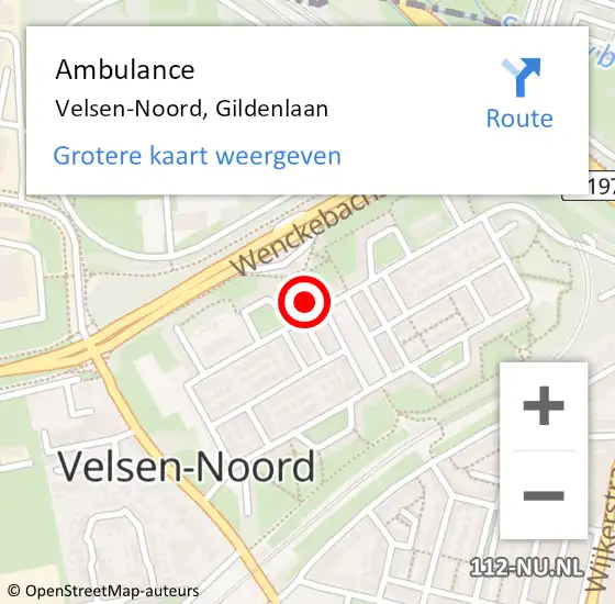 Locatie op kaart van de 112 melding: Ambulance Velsen-Noord, Gildenlaan op 31 januari 2024 21:10