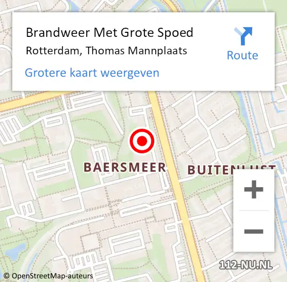 Locatie op kaart van de 112 melding: Brandweer Met Grote Spoed Naar Rotterdam, Thomas Mannplaats op 31 januari 2024 23:21
