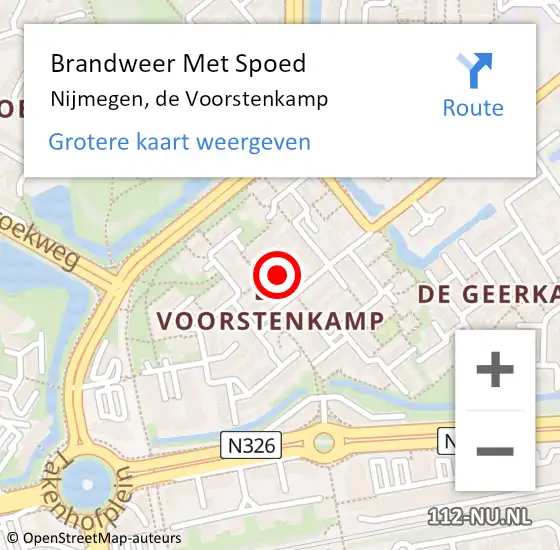 Locatie op kaart van de 112 melding: Brandweer Met Spoed Naar Nijmegen, de Voorstenkamp op 1 februari 2024 00:01