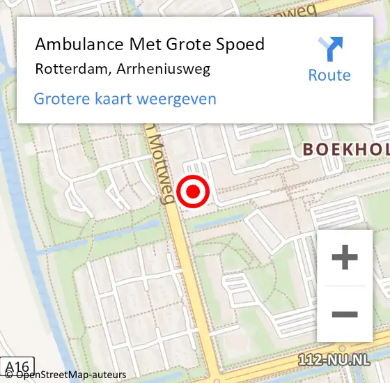 Locatie op kaart van de 112 melding: Ambulance Met Grote Spoed Naar Rotterdam, Arrheniusweg op 1 februari 2024 02:44