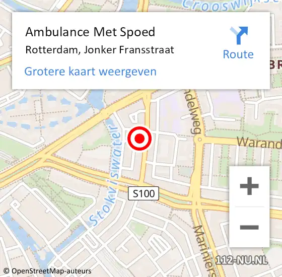 Locatie op kaart van de 112 melding: Ambulance Met Spoed Naar Rotterdam, Jonker Fransstraat op 1 februari 2024 05:09