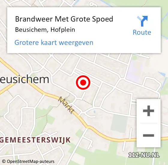 Locatie op kaart van de 112 melding: Brandweer Met Grote Spoed Naar Beusichem, Hofplein op 1 februari 2024 06:30