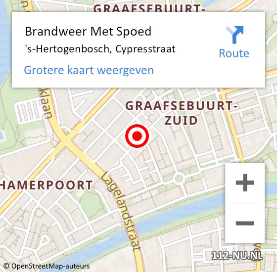 Locatie op kaart van de 112 melding: Brandweer Met Spoed Naar 's-Hertogenbosch, Cypresstraat op 1 februari 2024 07:04