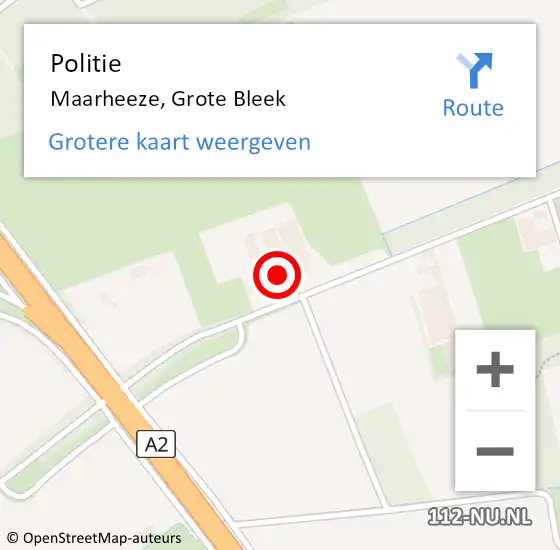 Locatie op kaart van de 112 melding: Politie Maarheeze, Grote Bleek op 1 februari 2024 07:58