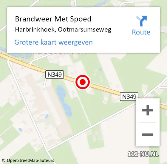 Locatie op kaart van de 112 melding: Brandweer Met Spoed Naar Harbrinkhoek, Ootmarsumseweg op 1 februari 2024 08:36