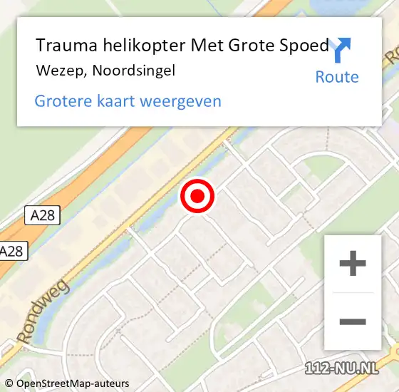Locatie op kaart van de 112 melding: Trauma helikopter Met Grote Spoed Naar Wezep, Noordsingel op 1 februari 2024 09:27