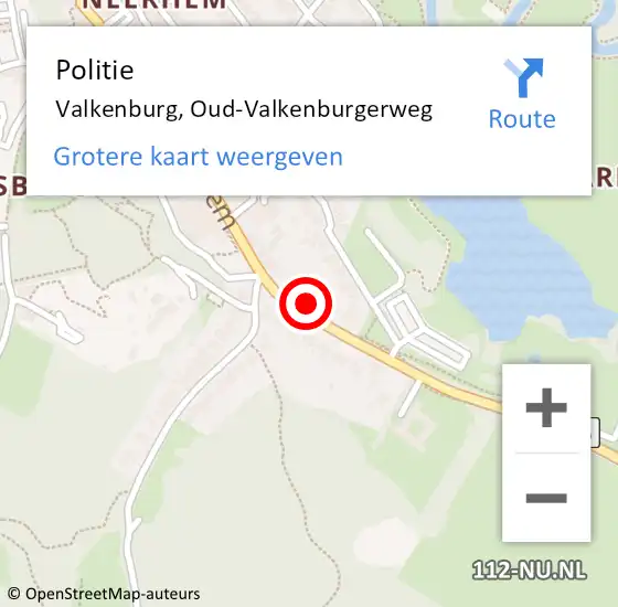 Locatie op kaart van de 112 melding: Politie Valkenburg, Oud-Valkenburgerweg op 1 februari 2024 10:24
