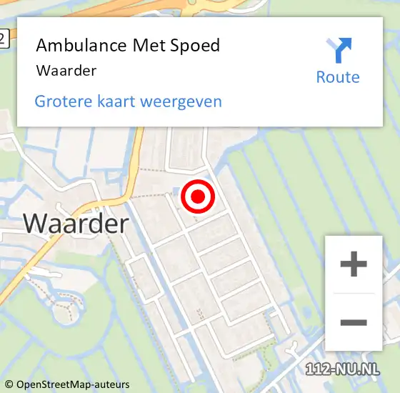 Locatie op kaart van de 112 melding: Ambulance Met Spoed Naar Waarder op 1 februari 2024 11:31