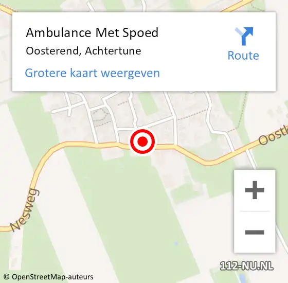 Locatie op kaart van de 112 melding: Ambulance Met Spoed Naar Oosterend, Achtertune op 1 februari 2024 11:35