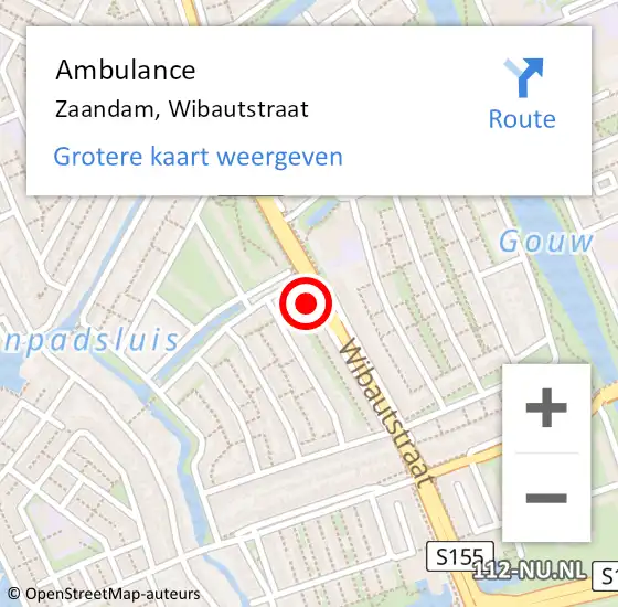 Locatie op kaart van de 112 melding: Ambulance Zaandam, Wibautstraat op 1 februari 2024 11:42