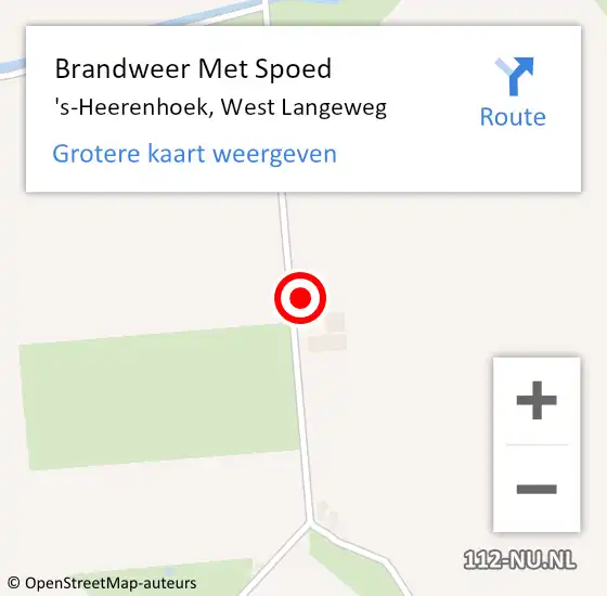Locatie op kaart van de 112 melding: Brandweer Met Spoed Naar 's-Heerenhoek, West Langeweg op 1 februari 2024 11:45