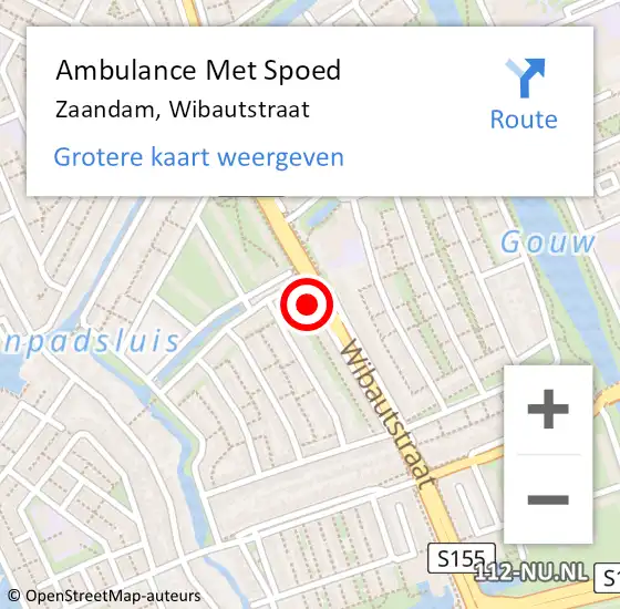 Locatie op kaart van de 112 melding: Ambulance Met Spoed Naar Zaandam, Wibautstraat op 1 februari 2024 11:49