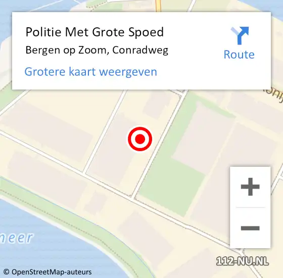 Locatie op kaart van de 112 melding: Politie Met Grote Spoed Naar Bergen op Zoom, Conradweg op 1 februari 2024 11:59