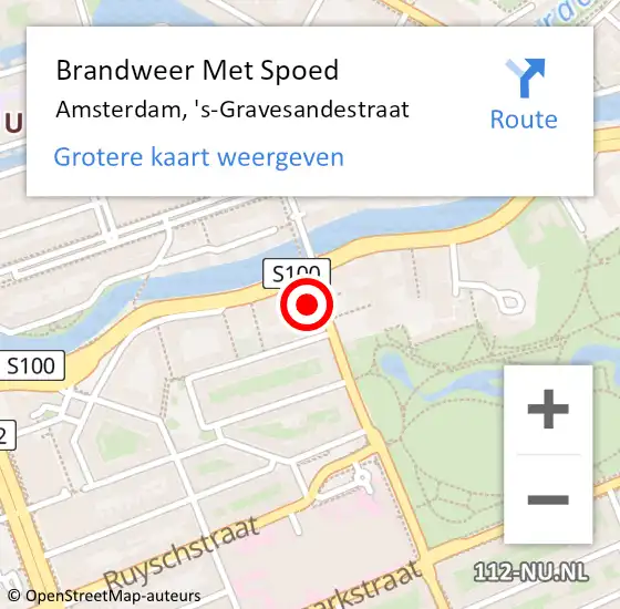 Locatie op kaart van de 112 melding: Brandweer Met Spoed Naar Amsterdam, 's-Gravesandestraat op 1 februari 2024 12:19