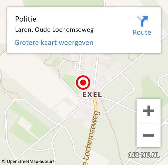 Locatie op kaart van de 112 melding: Politie Laren, Oude Lochemseweg op 1 februari 2024 13:06