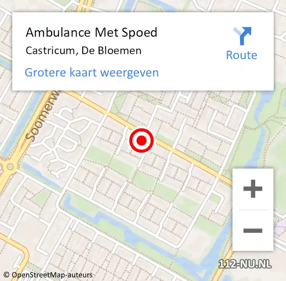 Locatie op kaart van de 112 melding: Ambulance Met Spoed Naar Castricum, De Bloemen op 1 februari 2024 13:28