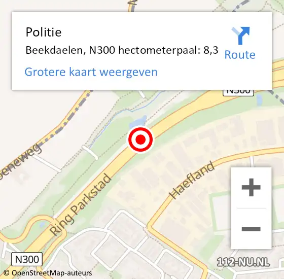 Locatie op kaart van de 112 melding: Politie Beekdaelen, N300 hectometerpaal: 8,3 op 1 februari 2024 13:41