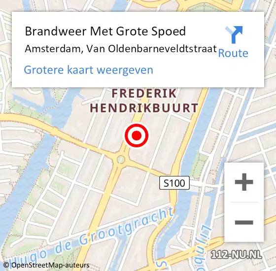 Locatie op kaart van de 112 melding: Brandweer Met Grote Spoed Naar Amsterdam, Van Oldenbarneveldtstraat op 1 februari 2024 14:14